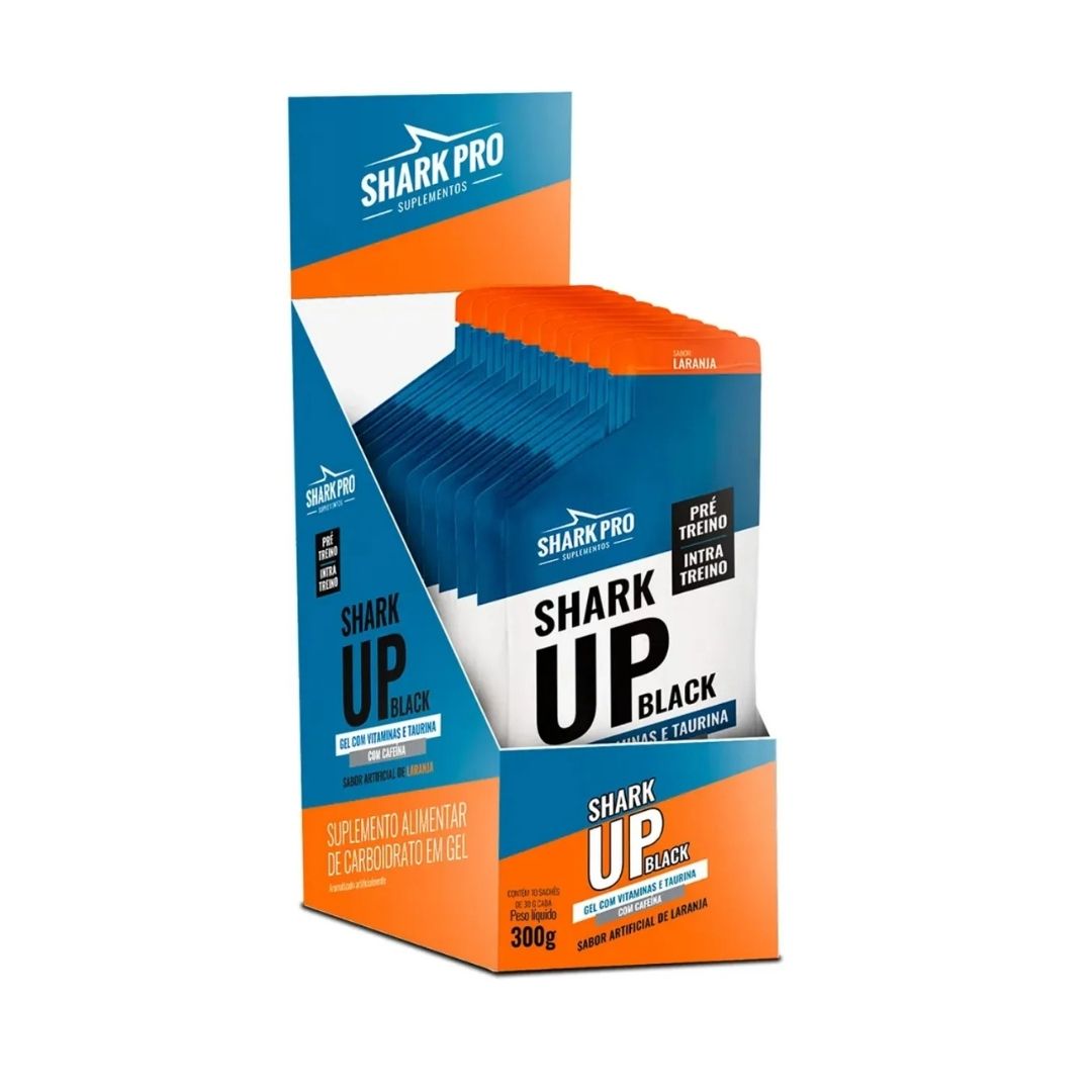 shark up BLACK gel de carboidrato com cafeína 10un - Laranja