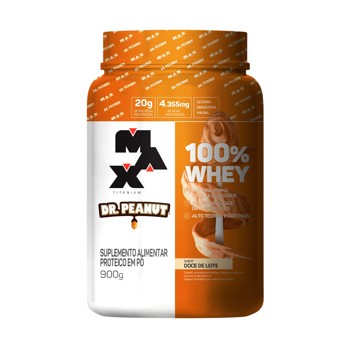 Whey 100% Max titanium Dr peanut Pote 900g - Doce de leite